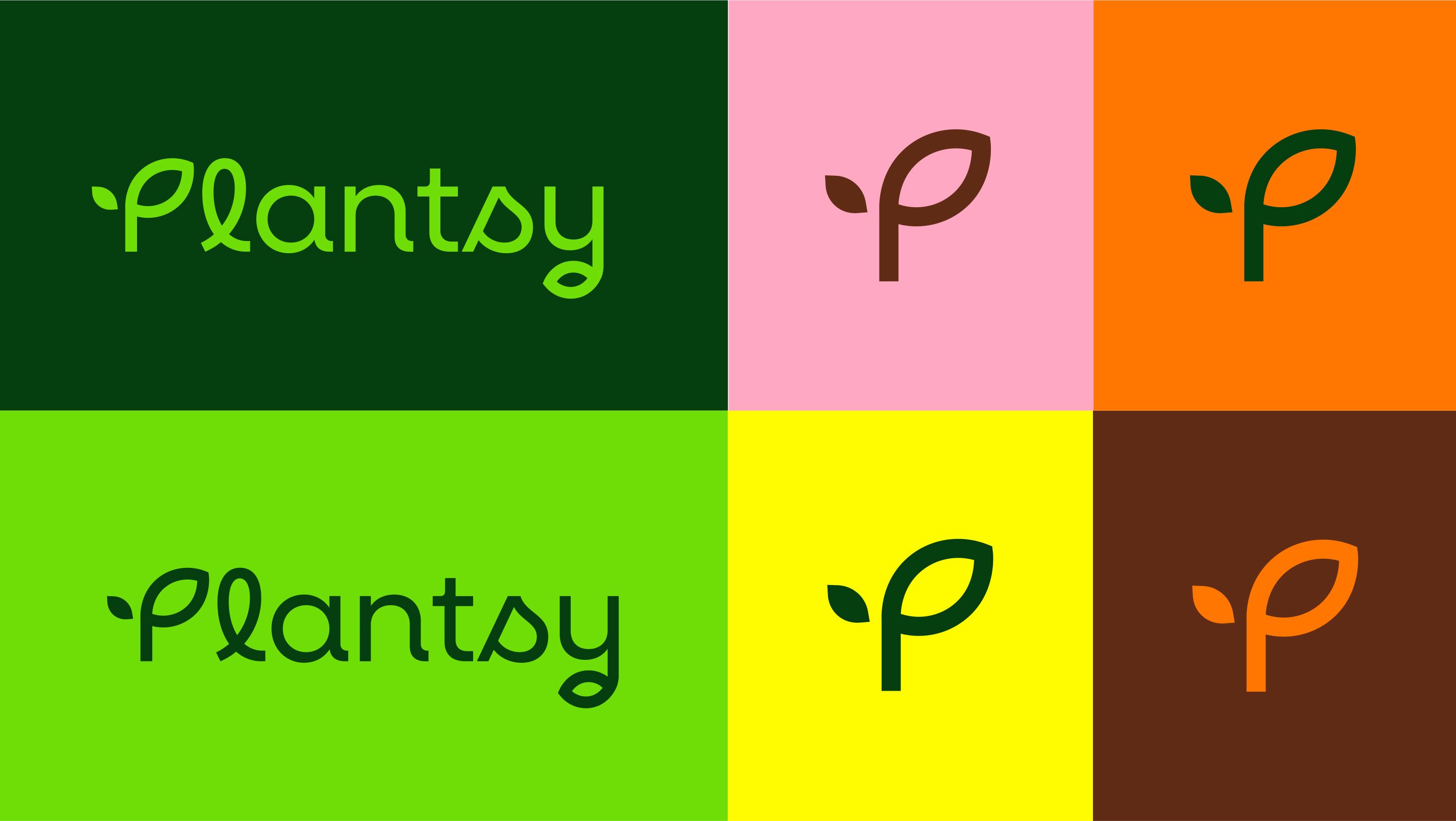 Plantsy type and colour pairings — brand system in use