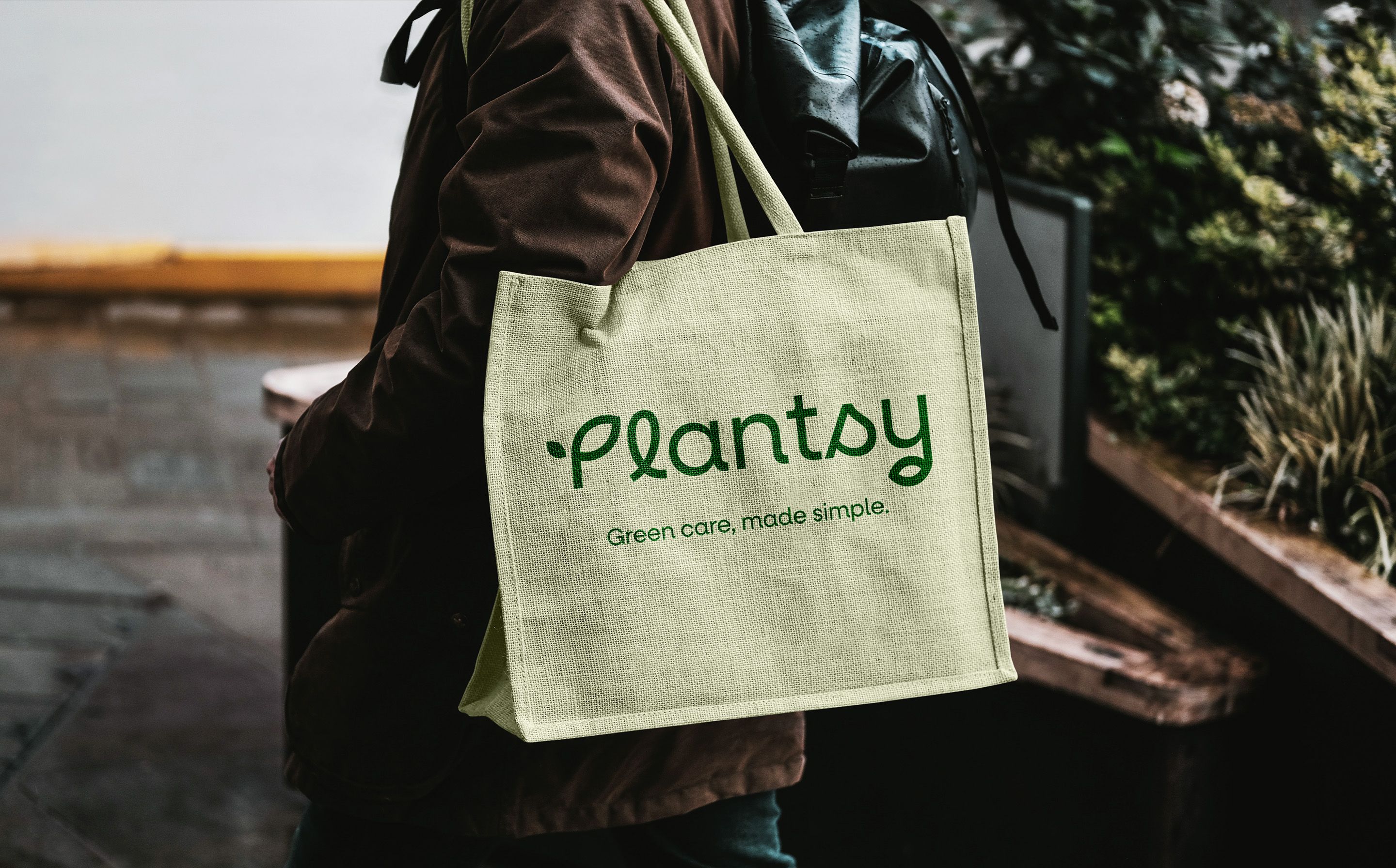 Plantsy tote bag — brand identity applied to merchandise