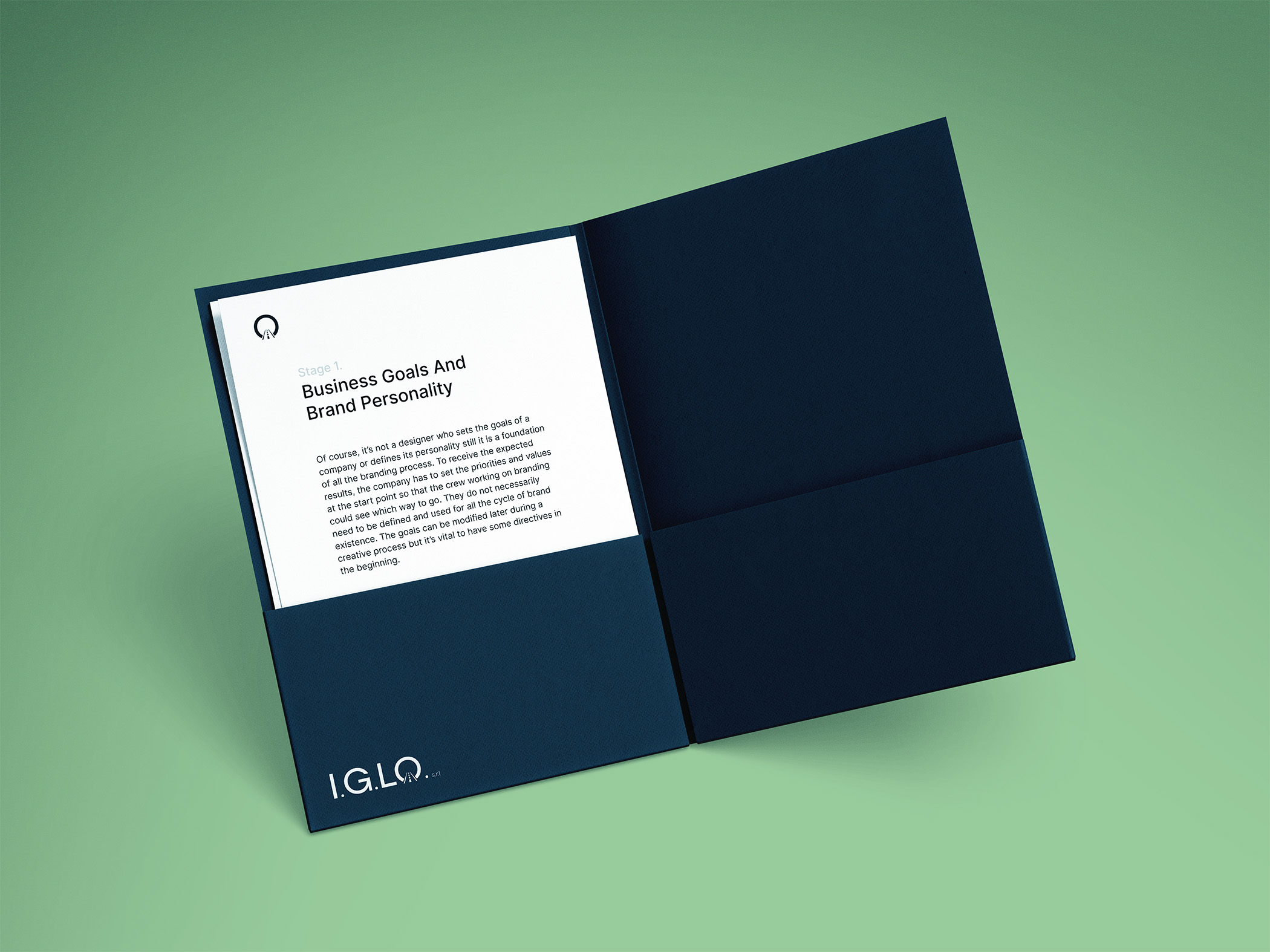 Cartella aziendale IGLO — applicazione print